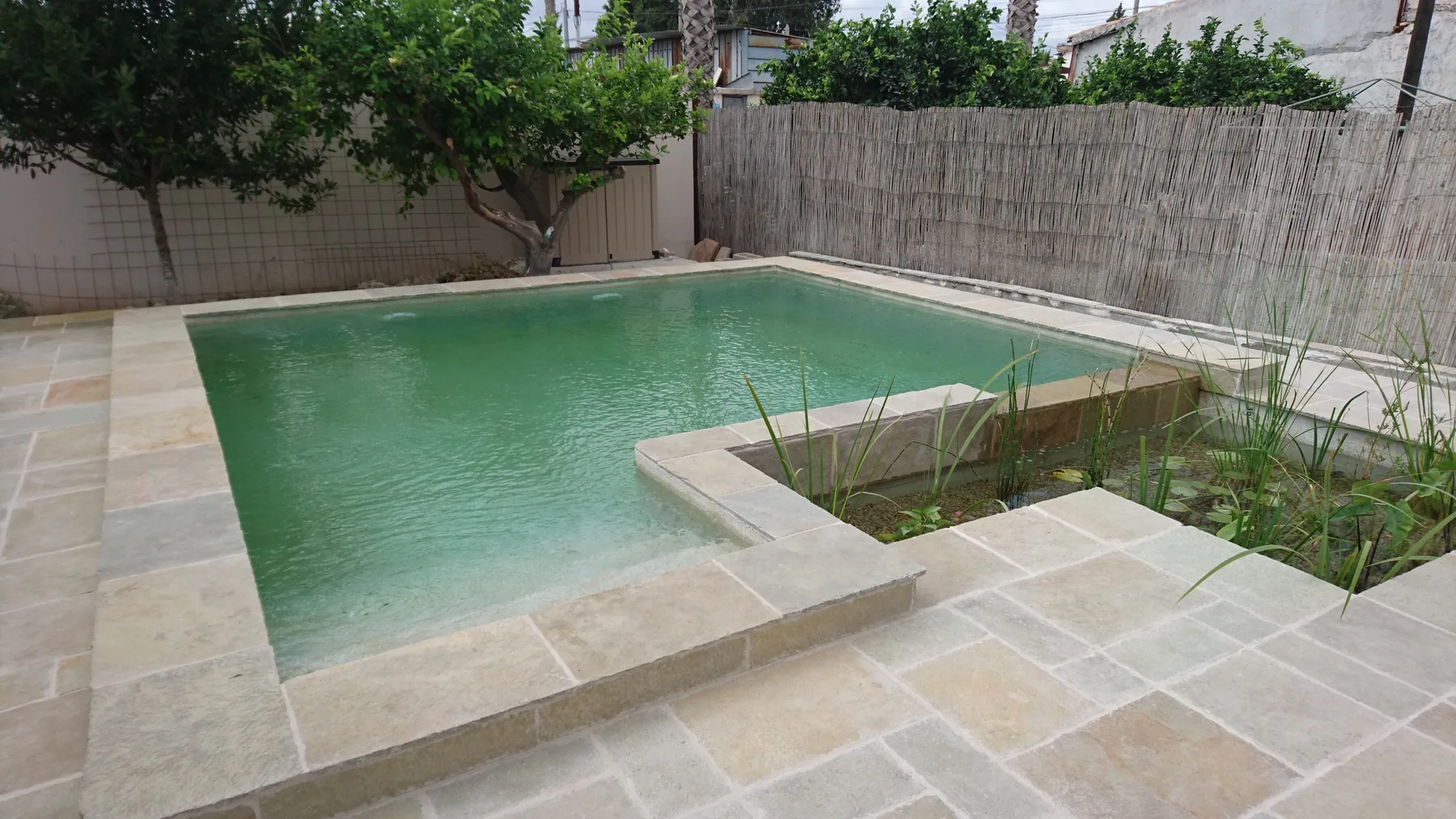 Piscina natural con zona vegetal de regeneración